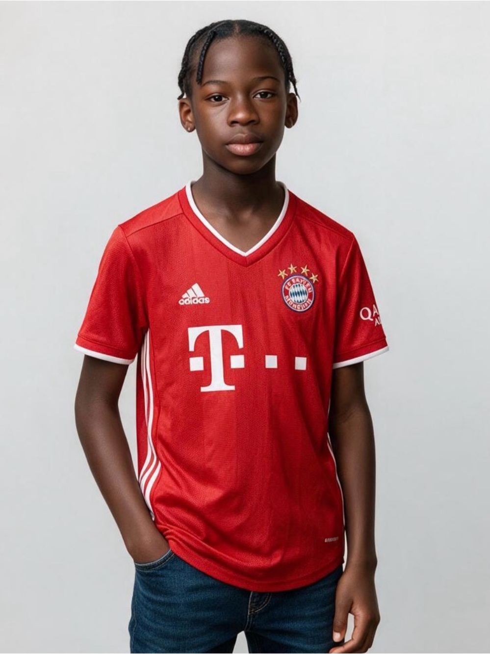 Adidas Bayern Munich 2020/21 Home Red Soccer Jersey #18 Goretzka Youth Size XS